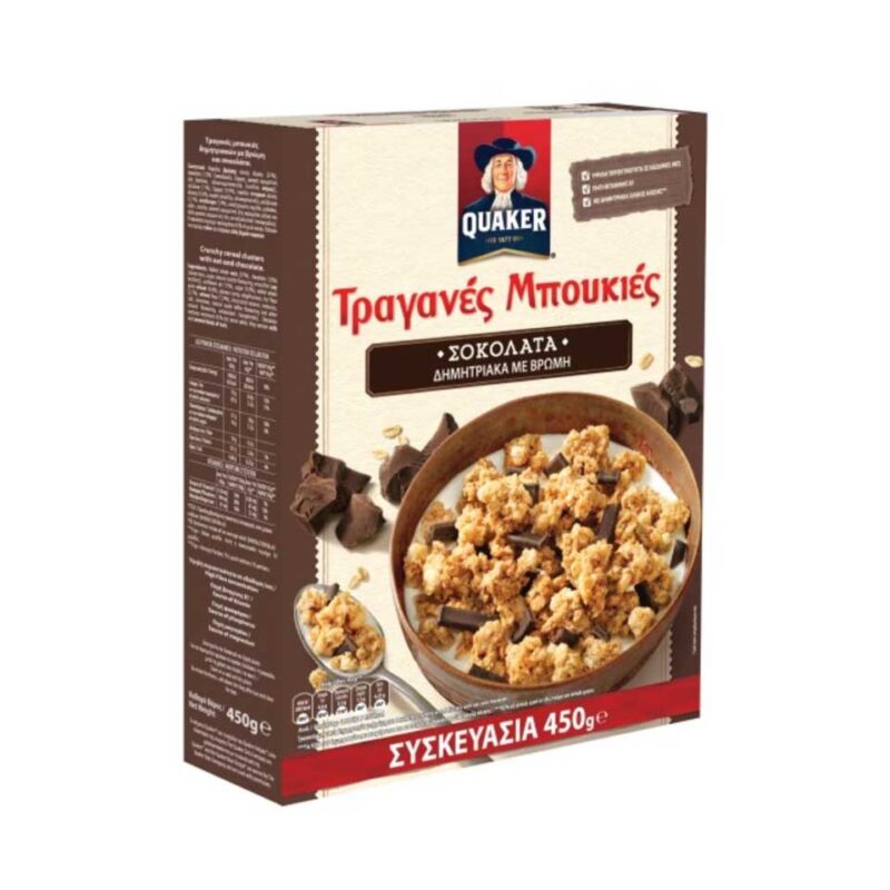 QUAKER ΤΡΑΓΑΝΕΣ ΜΠΟΥΚΙΕΣ ΣΟΚΟΛΑΤΑ ΥΓΕΙΑΣ 450GR