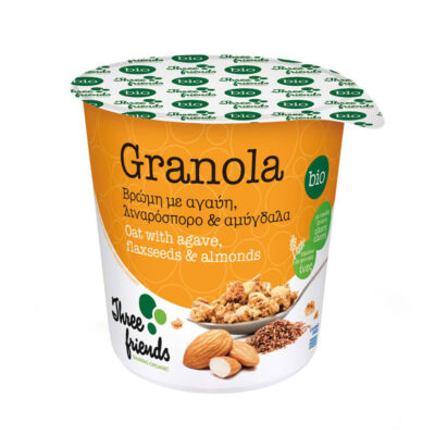 THREE FRIENDS GRANOLA CUP ΑΓΑΥΗ-ΛΙΝΑΡ/ΡΟ-ΑΜΥΓΔΑΛΑ 65GR