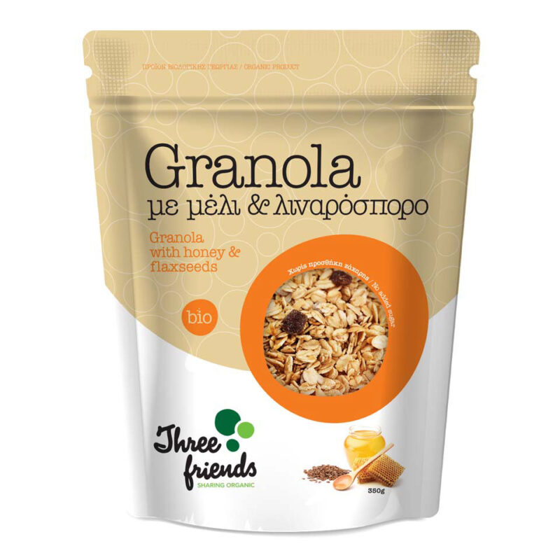 THREE FRIENDS GRANOLA ΜΕΛΙ-ΛΙΝΑΡΟΣΠΟΡΟ 350GR