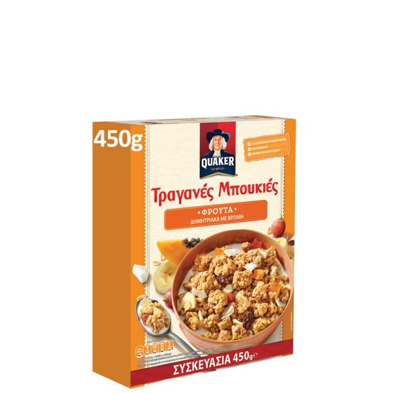 QUAKER ΤΡΑΓΑΝΕΣ ΜΠΟΥΚΙΕΣ ΦΡΟΥΤΑ 450GR